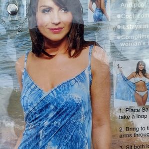 Saress The Ultimate Beach Dress swim wrap sarong kaftan  Blue Sz M